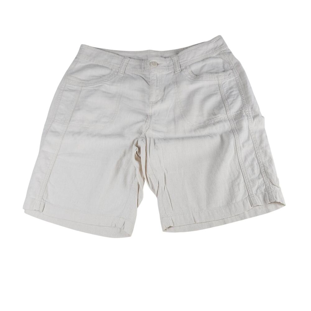 Faded Glory Women’s 12 Beige Linen Blend Bermuda Shorts Casual Summer Bottoms